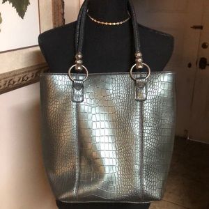 Metallic teal handbag purse